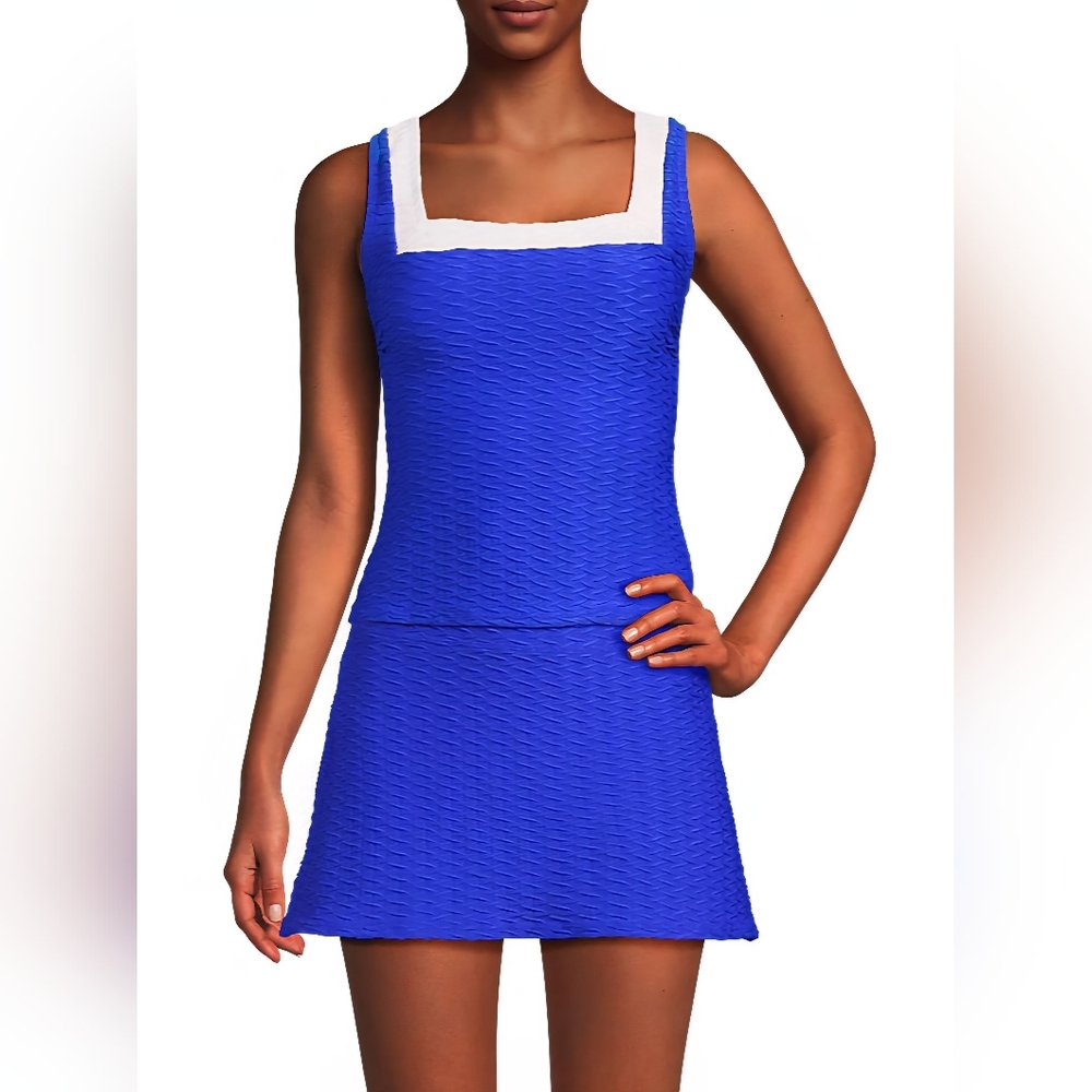 Lands' End Tankini Top Square Neck Textured Women's Swim NWT XS - Picture 5 of 6